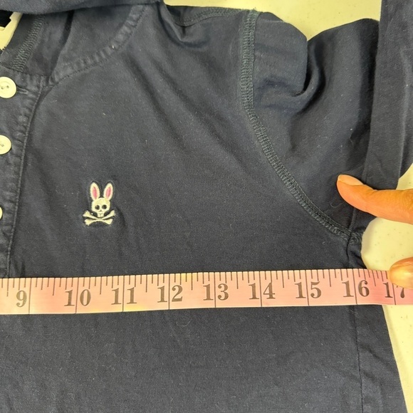 Psycho Bunny Navy Long Sleeve Button Packet Hoodie - Picture 13 of 14